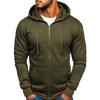 Men S Solid Color Zip Up Hooded Long Sleeve Cardigan Sweatshirt