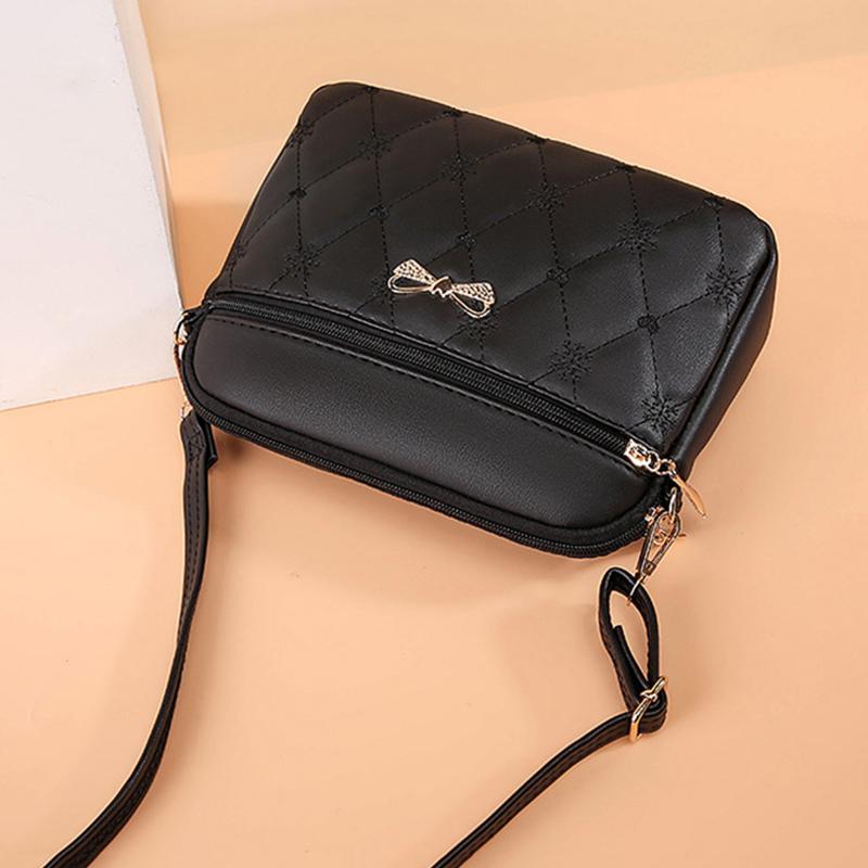 Heart Embroidery Crossbody Bag For Women Bow Shoulder Bag PU Leather Messenger Bag Casual Multifunction Handbag Armpit Pouch