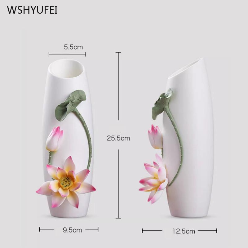Home Decoration Accessories Ceramic Lotus Vase Desktop Ornaments Living Room Flower Arrangements Buddhist Enshrinement Vases