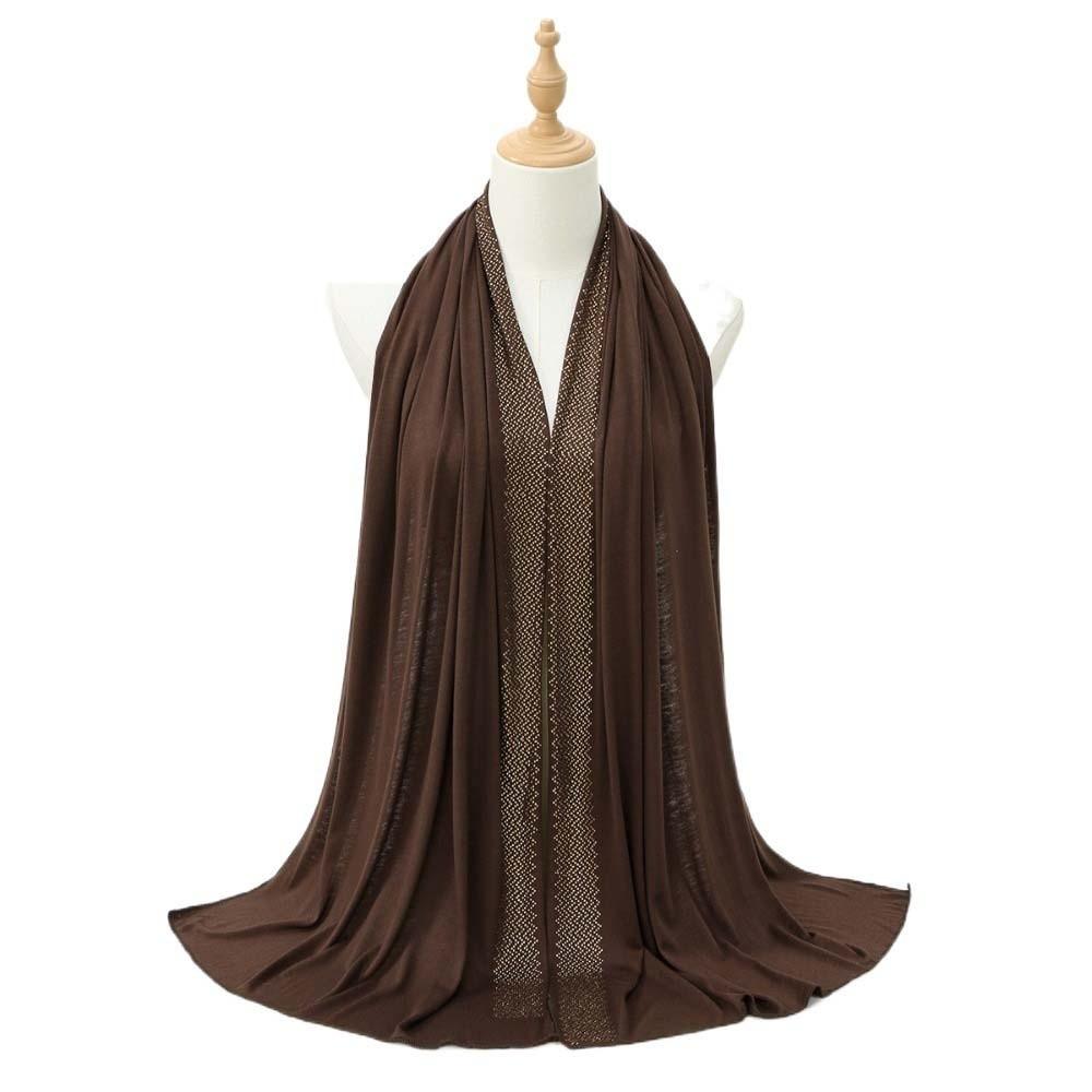 Long Smooth Silk Headscarf Sunscreen Thin Large Shawl Veil Rhinestone Chiffon Hijab Scarf  For Gift