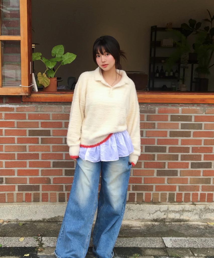 AMOU Mohair Washable Kara Knit Ivory