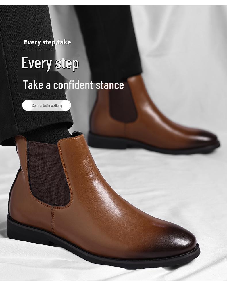 Men's British Retro Chelsea Velvet Leather Short Boots - Large Sizes Available