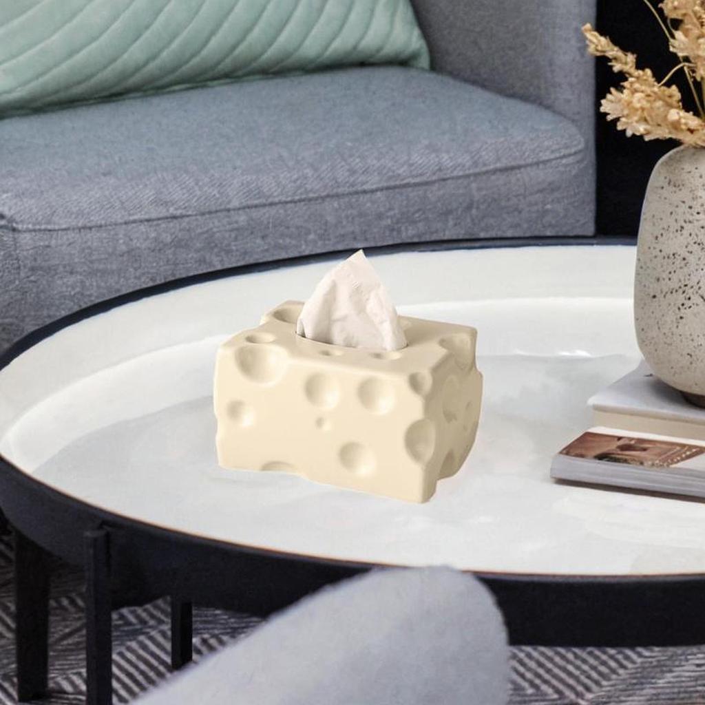 Tissue Box Cheese Shaped Tissue Paper Holder Art Tissue Holder Tissue Dispenser for Bedroom Bathroom Washroom Restroom Kitchen