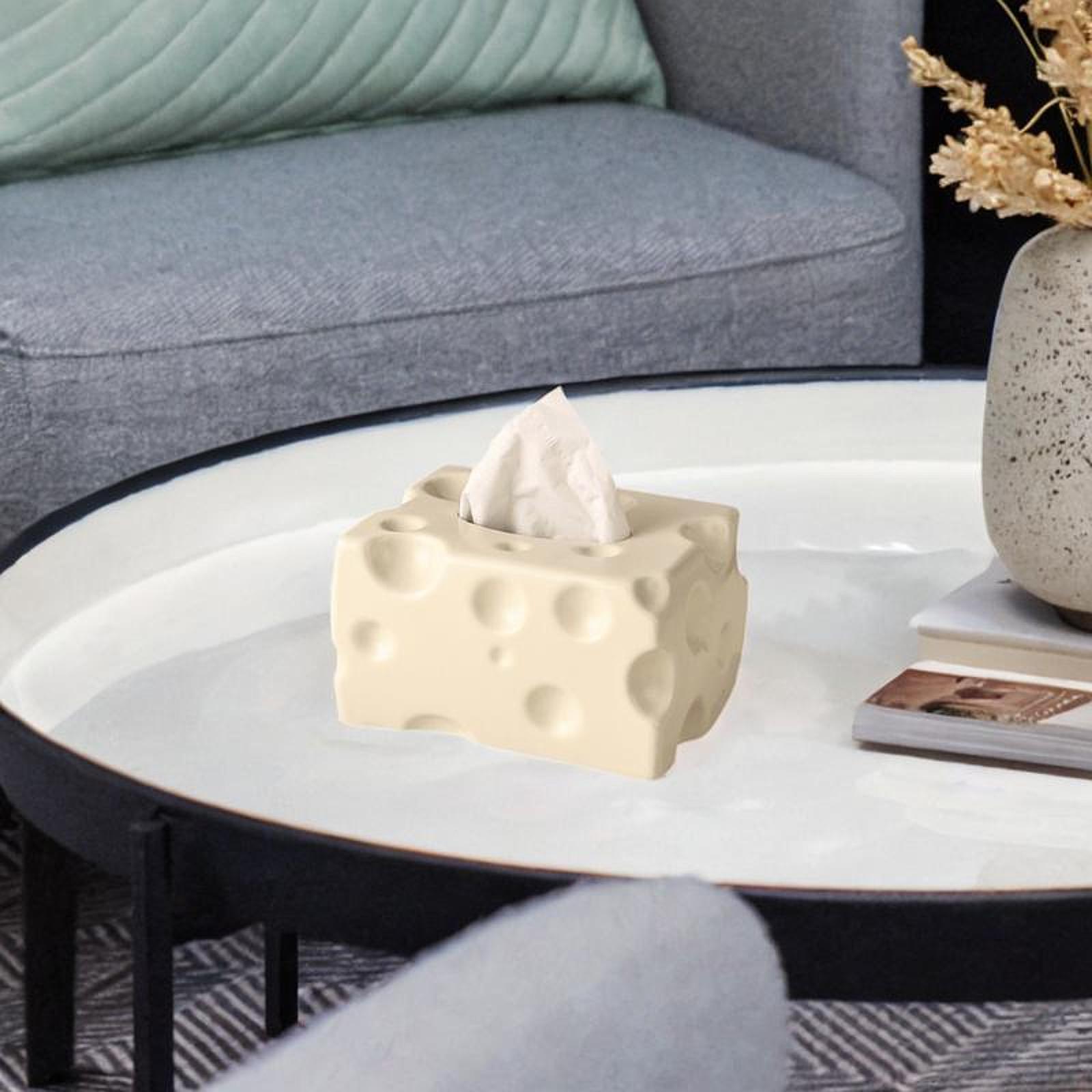Ceramic Tissue Box Cheese Shaped Paper Tissue Napkin Holder Napkin Organizer Tissue Box for Office Restroom Hotel Toilet Kitchen бежевый