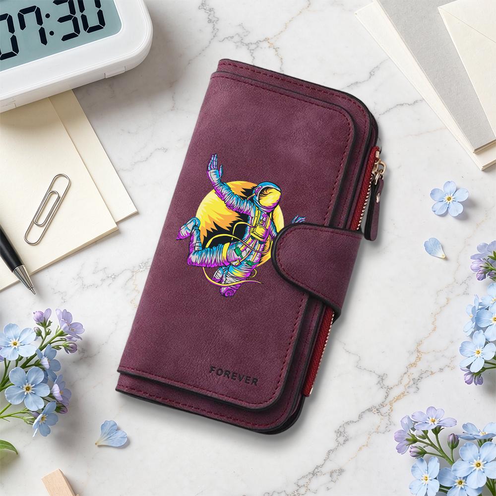 Stylish Astronaut Print Long Wallet Forever Fashion Portable Multi Card Hold Purse