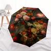 Floral Elegance: A Circular Canvas of Vibrant BloomsUmbrella, Portable 3-Fold Compact Umbrella for Men & Women Gift