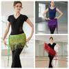 Shiny Sequin Hipscarf 4-Row Dance Wrap-skirt Fringe Hipwrap Belly Dance Belt  Dancer