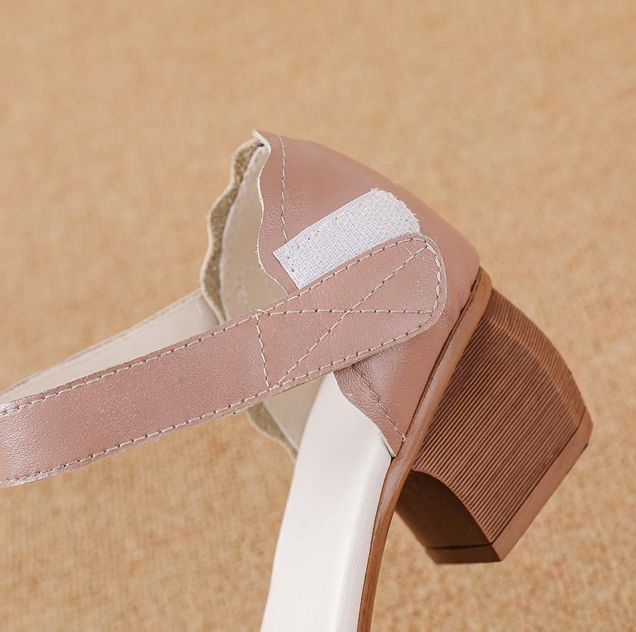 Fashion New handmade ankle wrap sandals women's summer shallow mary jane shoes ladies mid heels sandals elegant vintage block heel shoe