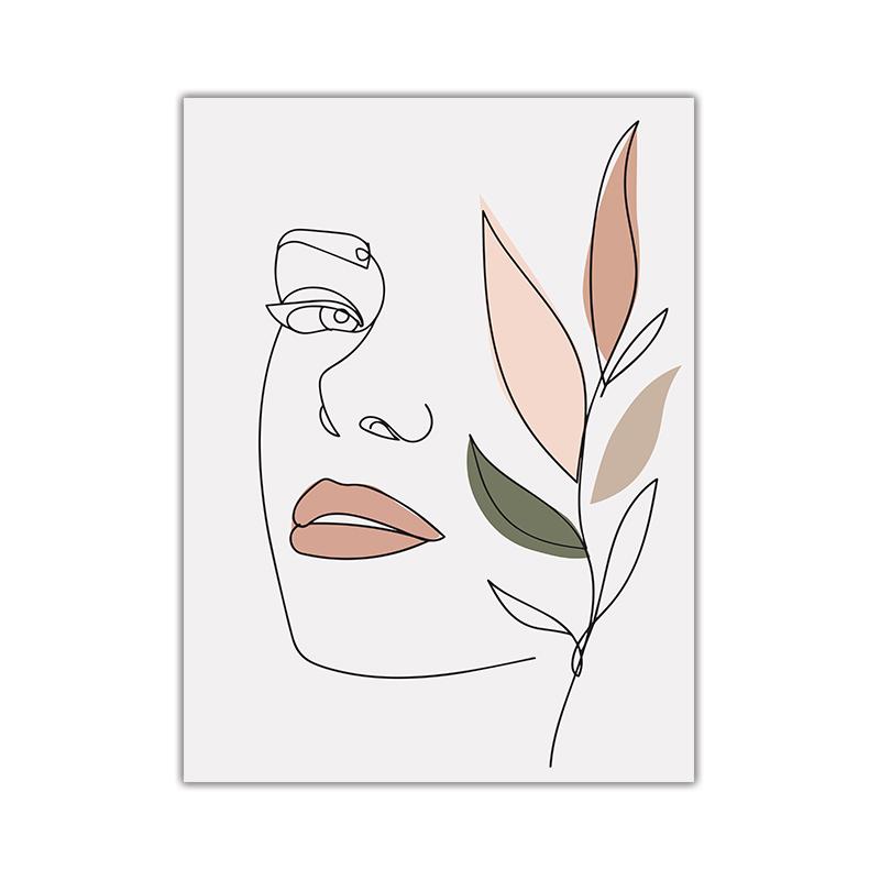Abstract Leaf Human Face Curve Block Color Cactus Line Poster Nordic Wall Art Canvas Painting Print Pictures Living Room Decor