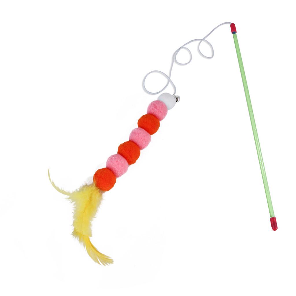  Cat Toy Interactive Toy Soft Feather And Bell Beading Cat Toy