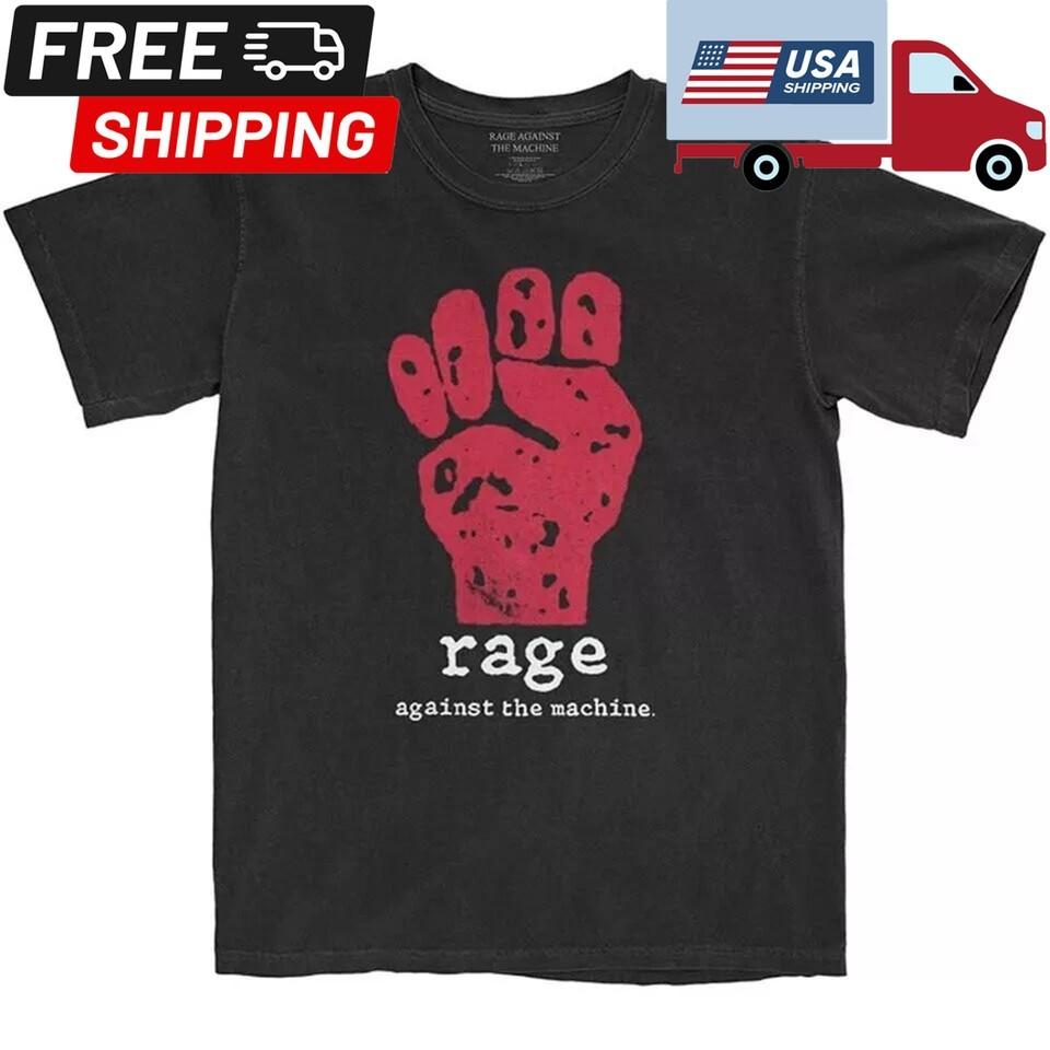 Rage Against The Machine Red Fist Black Tshirt Graphic Tshirt Size S to 5XL Unisex T-Shirt L