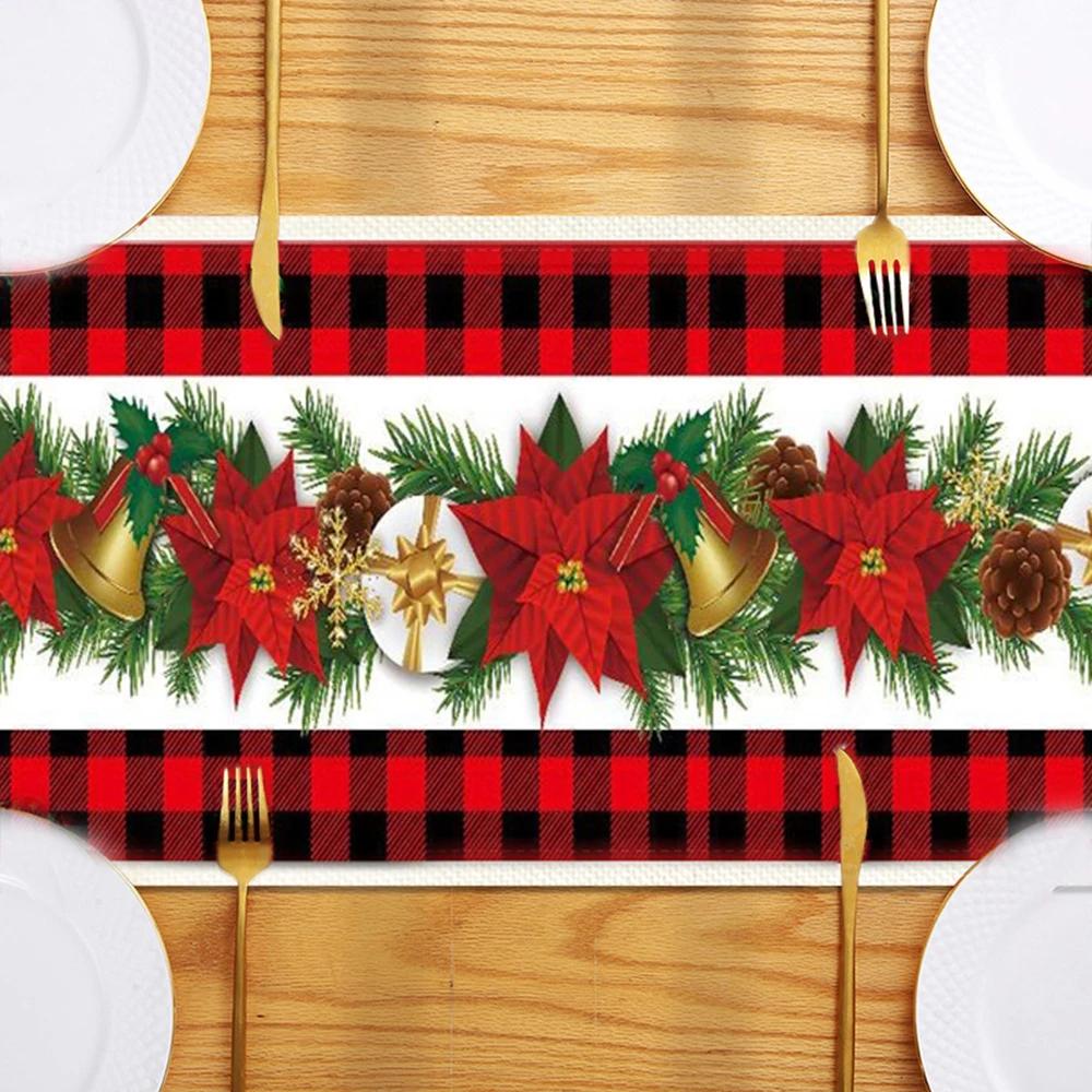 180CM Christmas Tablecloth Polyester Rectangular Snowflake Table Cover For Christmas Navidad Dinner Table Decoration Supplies