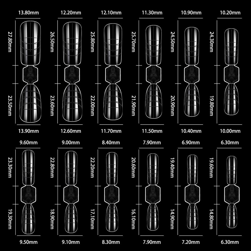 Nouă Matriță Dublă Față Forme Duble Unghii Acoperire Completă Gel Poliacrilic Extensie Migdal Pătrat Unghii Acrilice Sfaturi False Forme Superioare 120 buc