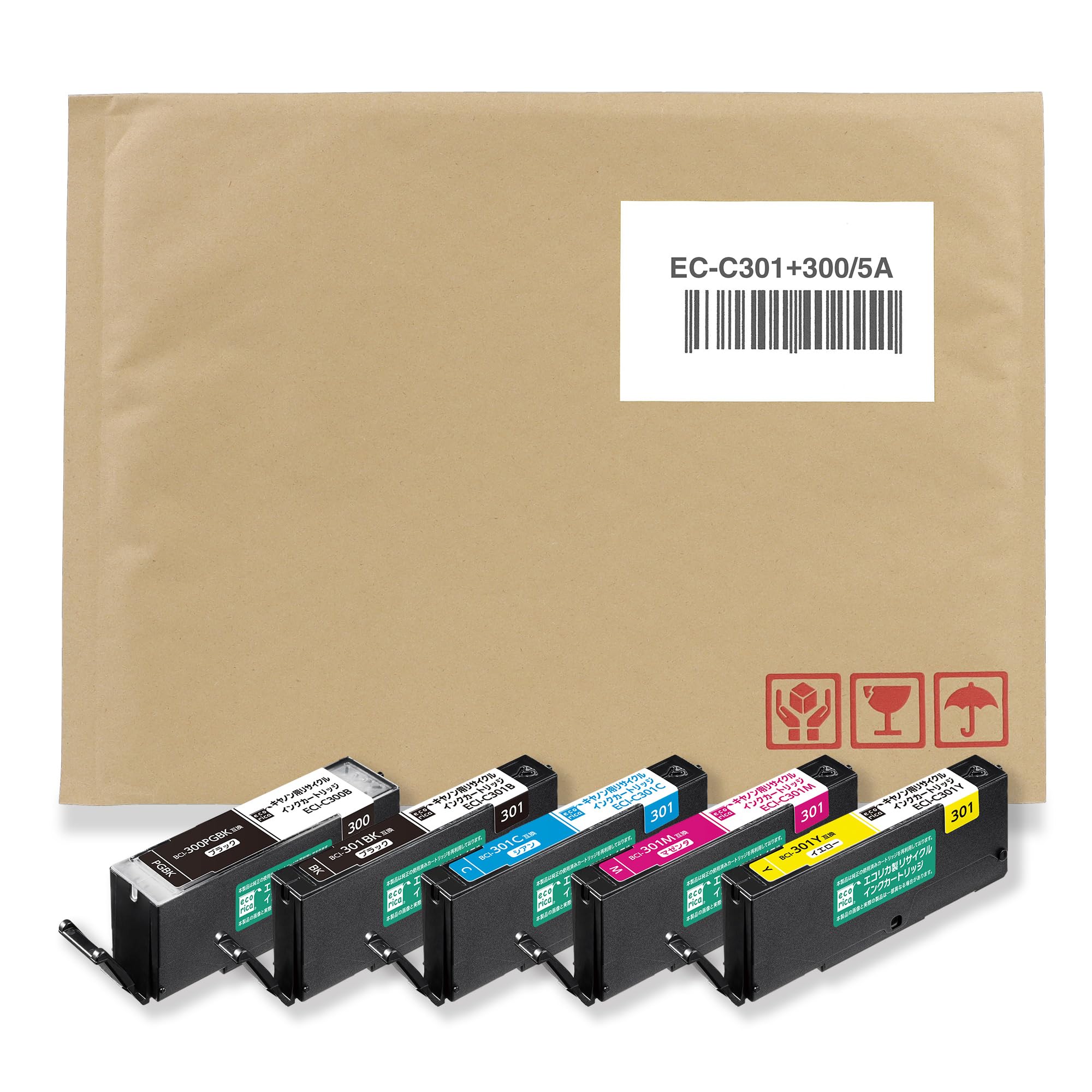 

Ecorica Canon compatible recycled ink pack remaining ink level display compatible envelope BCI-300/BCI-301 BCI-301+300/5MP 5-color EC-C301+300/5A