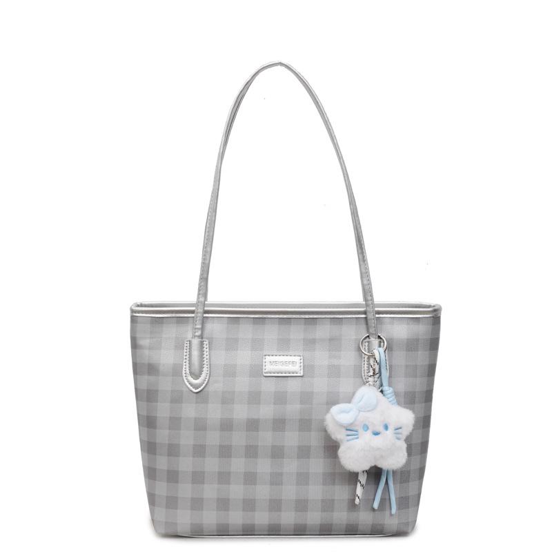 

2025 Women s Large-Capacity Plaid Shoulder Tote - Trendy College Commuter Bag срібний