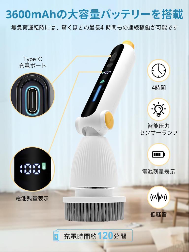 Packlyx Akku-Badpolierer mit elektrischer Reinigung 4 Winkel 8 Ersatz 11 Einstellbar und 2 Rotationen Perfekt für Badezimmer diese Turbo Pro Bürste ist