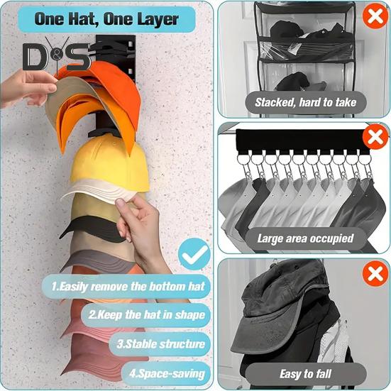 Hat Holder Wall Mounted Organizer Strong Load-bearing Easy To Install Baseball Cap Organizer Hat Storage Display Holder