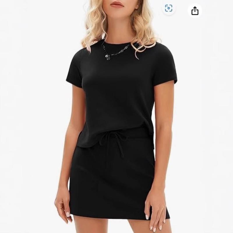 

Women s Olive Green Casual Short Sleeve T-Shirt and Drawstring Shorts Set S чорний