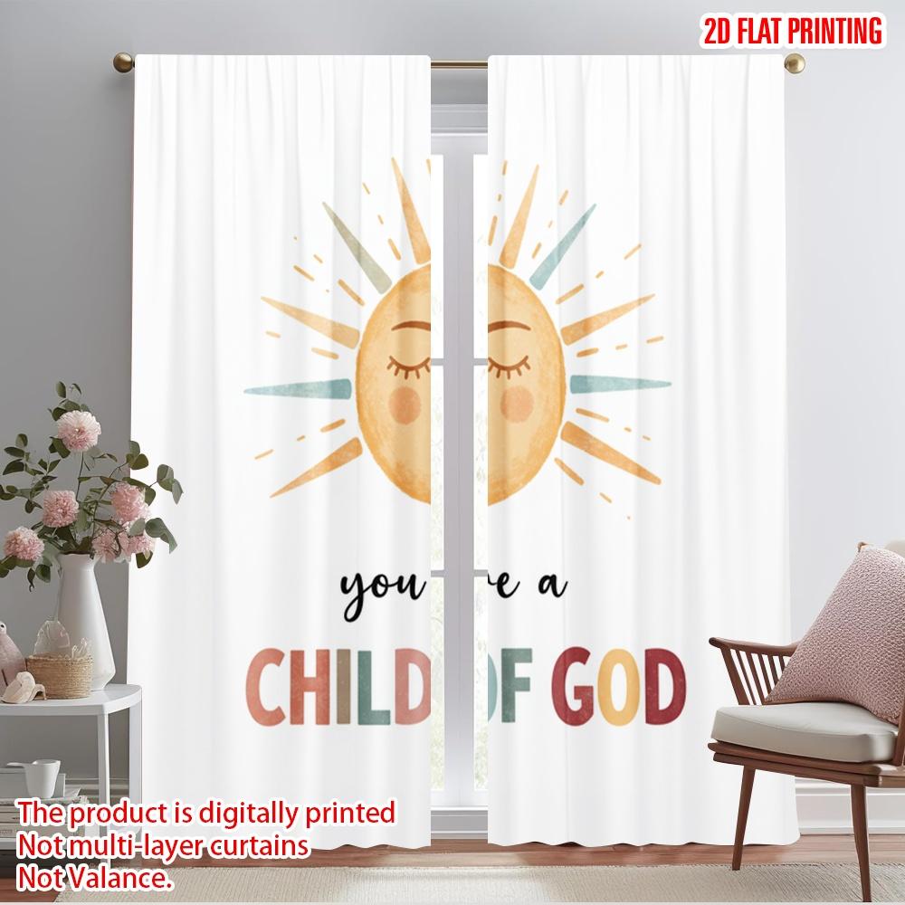 

2pcs 2D flat printing Curtains Blessed Child God Sun 100% Polyester Without Electricity Family Party for Multipurpose Event 52.50×116.00 CM 2pcs