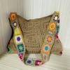 Soft Solid Color Knitted Shoulder Bag Bohemian Hollow Crochet Tote Bag Large Capacity Woven Shopping Handbag Girls