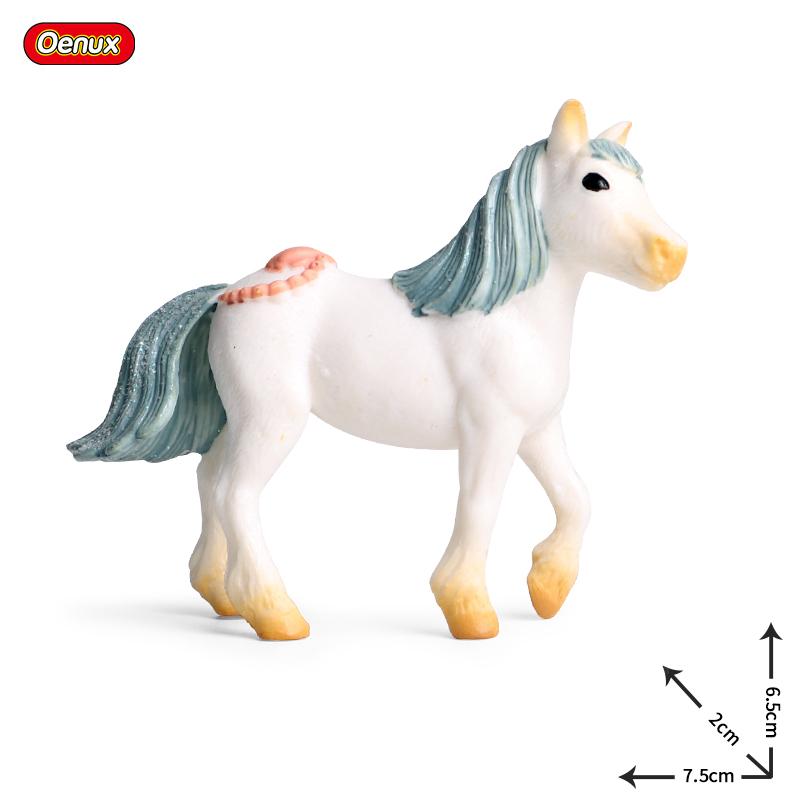 Oenux Original Genuine Fairy Tale Fly Horse Simulation Animal Mythical Elves Elf Pegasus Action Figures Model PVC Cute Kids Toy