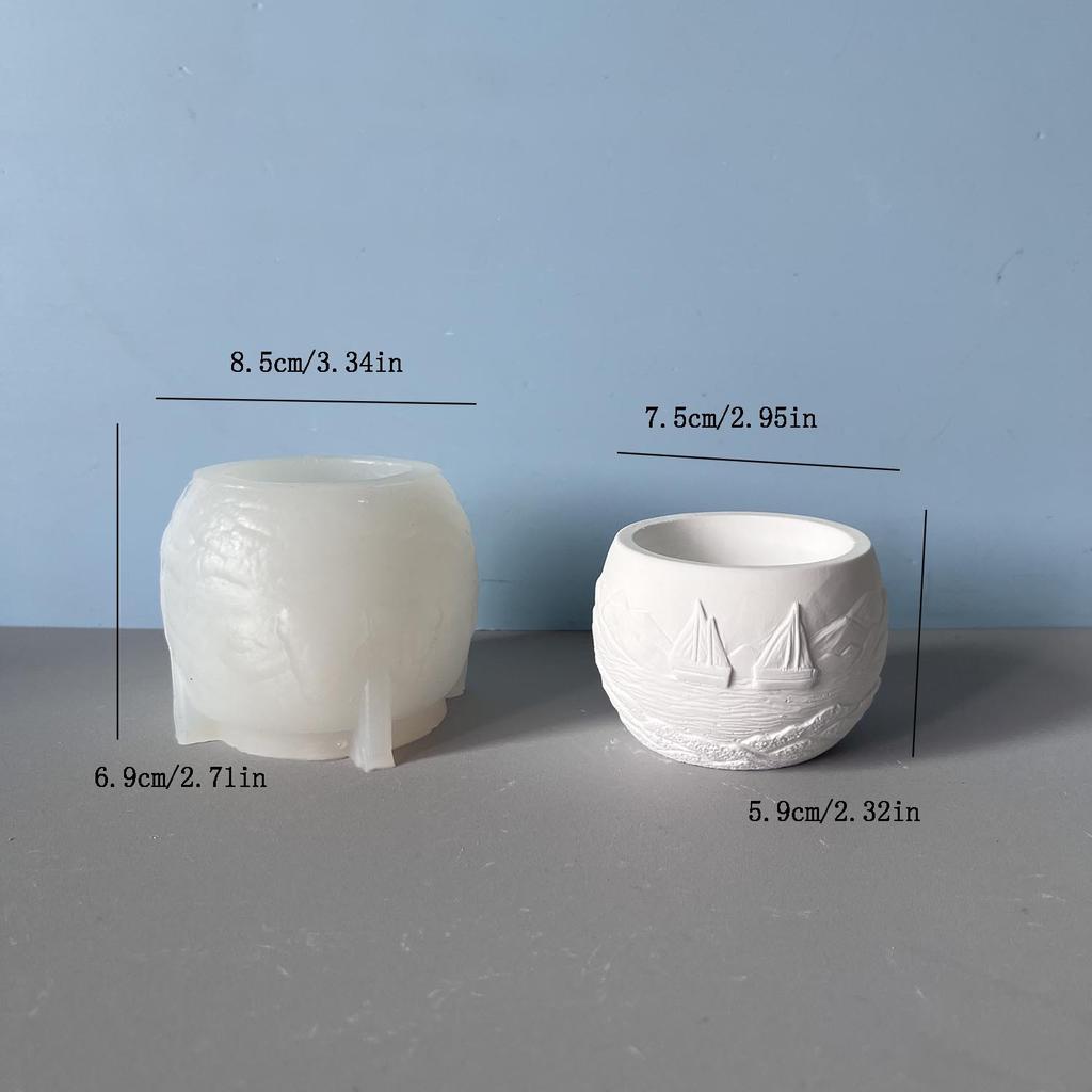 Sail Relief Cabin Candle Cup Silicone Mold Circular Potted Plant Gypsum Cement Mold