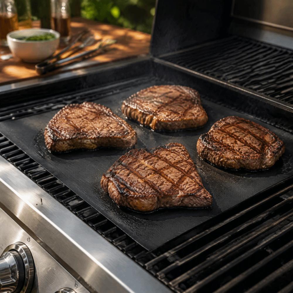 2 PCS Black BBQ Grill Mat Heat Resistant Grilling Cooking Sheet  Gas Grill Charcoal Grill