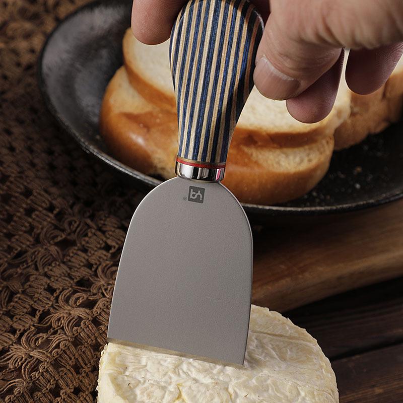High-End Titanlegierung Käsemesser mit blauem Holzgriff - Westliches Tafelgeschirr Butter- und Marmeladenmesser
