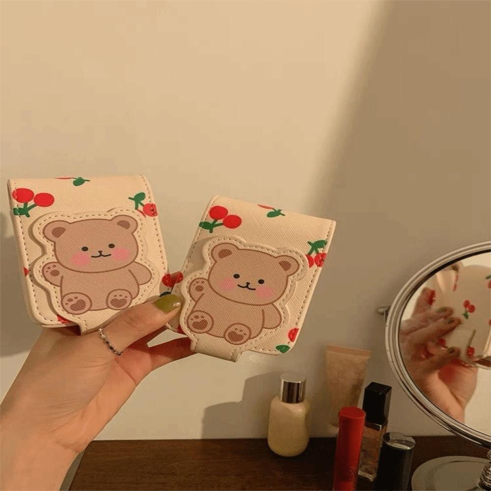 Protective Lipstick Bag With Mirror Little Bear Storage Organizer Makeup Collection Bag Girl