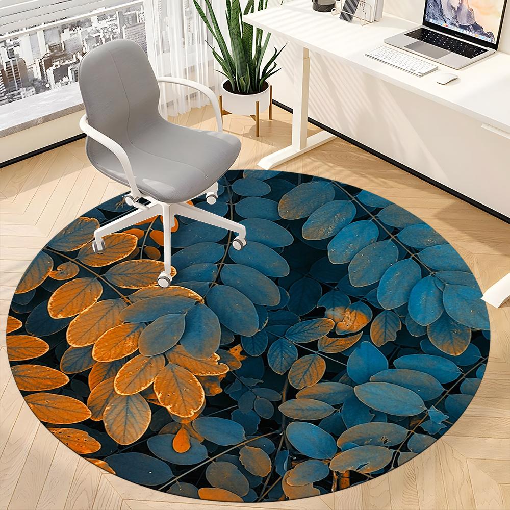1pc Autumn Leaves Office Round Area Rug, Indoor Mat Suitable ForOffice, Under Office Chairs Bedroom Living Room Home Decor, Room Decot185