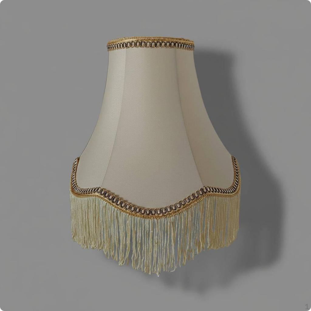 Tassel Lampshade Beige Cloth French Style Lamp Shade Fringe Trim Table American Top Hole