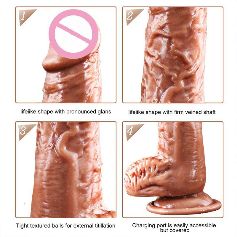 Dámské silikonové erotické hračky pro ženy Vibrátory pro ženy Vyhřívané rotační teleskopické dildo Párová masturbace Dálkové ovládání G-bod stimulace Sexuální hračky