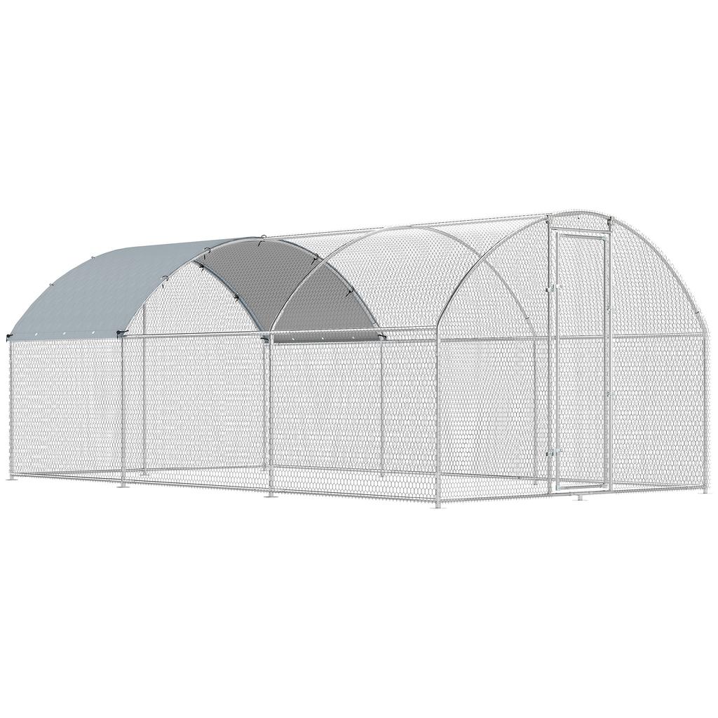 Outdoor Chicken Coop 2.8x5.1x1.9 M Oxford Fabric Cover Anti UV Waterproof Latches For 15 24 Chickens Silver
