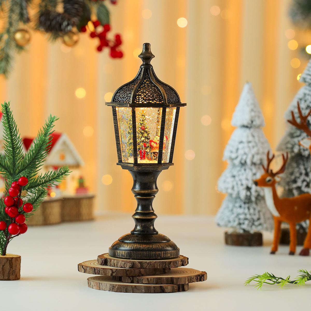 USB Musical Luminous Christmas Ornament: Resin Snow Globe with Santa, Snowfall Effect, and Tree Lights - Perfect Holiday Gift