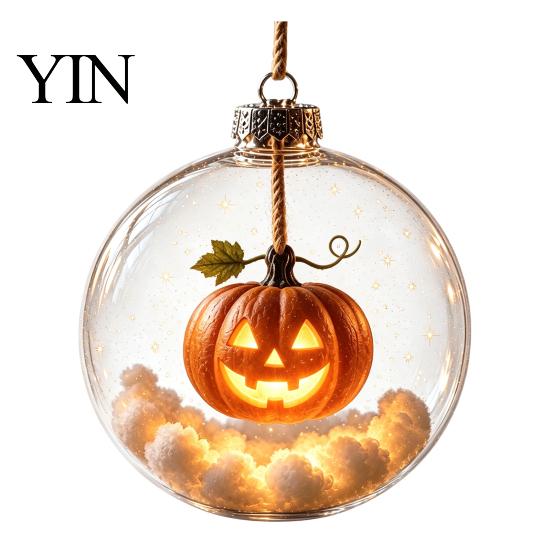 Dormitory Festive Accessory Halloween Glowing Sphere, Lighted Clear Ball Ornament, Cute Witch Seasonal Home Decoration Cat, LED Hanging for