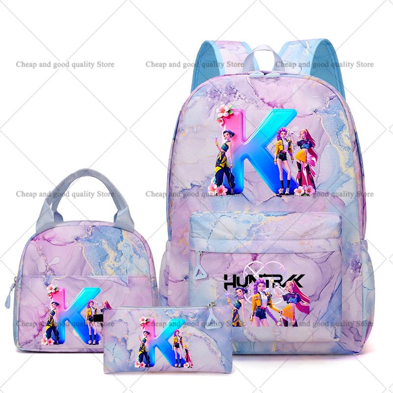 3PCS KPop Demon Hunters Backpack Lunch Bag Set School Bag Pencil Case Girl Back To School Perfect Gift Leisure Mochila Teens Travel Bags