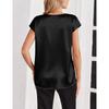 Women Summer T-shirts V-neck Short Sleeve Satin Tee Tops Ladies Casual Top Shirt