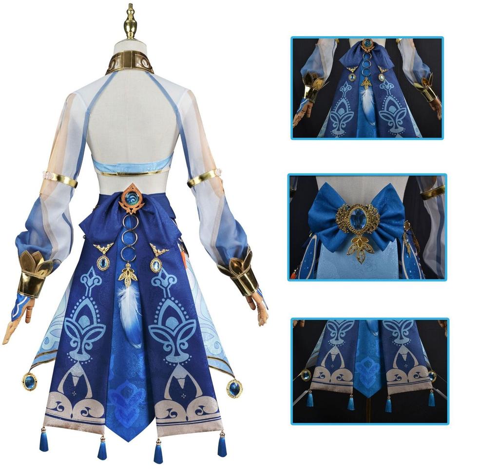Genshin Impact Nilou Sumeru Costume Cosplay Parrucca Rossa Donna Abiti Blu Vestiti Anime per Halloween Festa di Carnevale