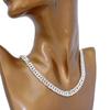Silver One 925 Sterling Silver Double Curb Chain Necklace for Size C2 Double Curb 8mm 55cm Italian-Made Men, [White Silver, 6-Sided Chain, Wide, 2.5mm