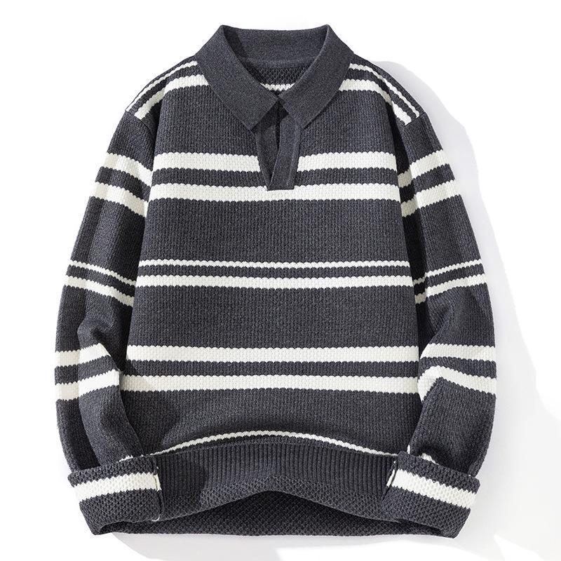 2025 Autumn/Winter Henley Collar Men's Knit Base Layer Sweater