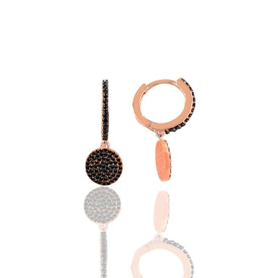 

Gümüş rose onix taşlı yuvarlak küpe