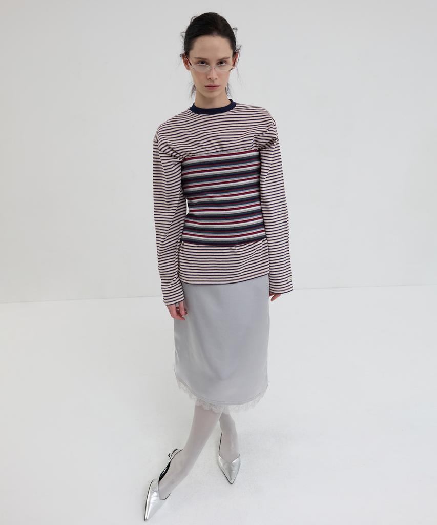 Obeodyupeulleeo Stripe Long Sleeve T-Shirt_Navy