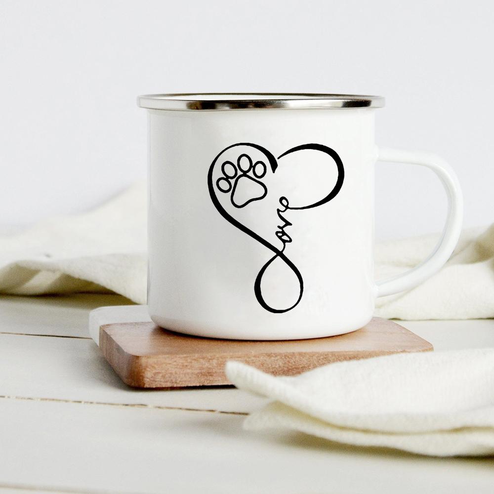 Funny Dachshund Print Creative Enamel Mug Coffee Wine Mugs Cartoon Dogs Paw Party Drink Beer Juice Milk Cups Gifts for Lover Dog