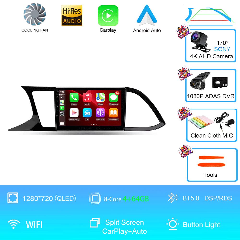 Car Radio Android 14 Carplay Auto For Seat Leon 3 MK3 2012-2020 GPS Navigation 4G WIFI Multimedia Video Player Stereo 360 Camera