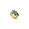 S925 Silver Ring New Golden Classic Retro Ring Frosted Lapis Lazuli Rough Stone Freemasonry AG Men's Ring
