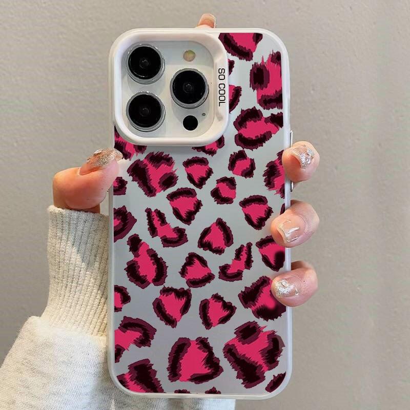 Fashion Brown Leopard Phone Case For iPhone 14 15 Plus 11 12 Pro 13 ProMax Max for iPhone14/15Plus Laser Plated Silicone Cover