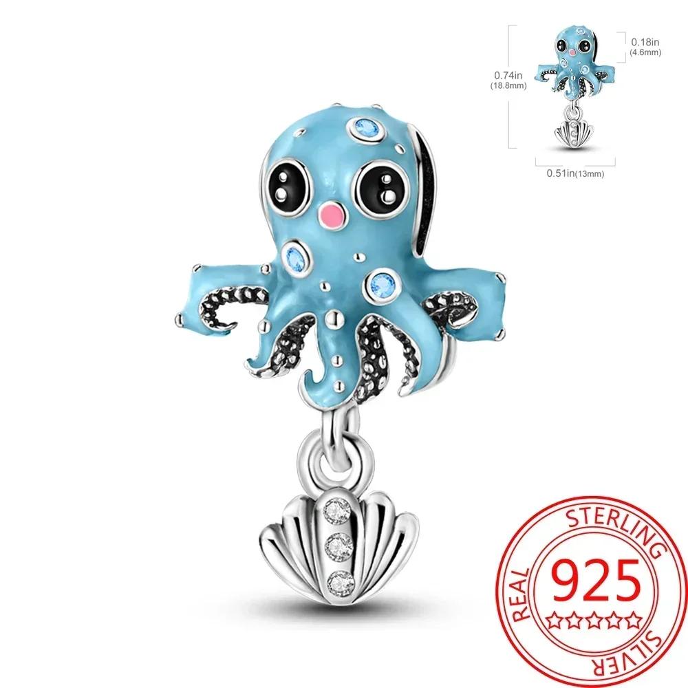 Kupfer Blau Ozean Serie Perlenanhänger Passend Für Das DIY Armband Der Marke Damenschmuck Freundin Geschenke