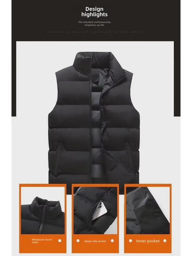 Men's Plus Size Korean Style Down Cotton Vest - Autumn/Winter Warm Waistcoat