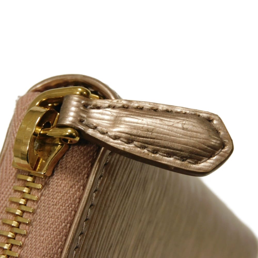 Used 11569 Vitello Move Coin Purse 1MM268 7943 Zip Around Compartment Card Case with Logo, Pink Gold, Women's from