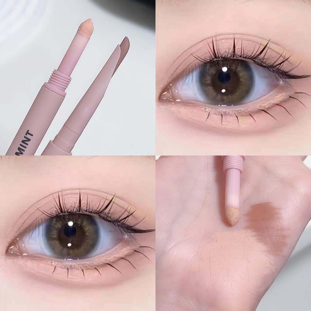 Matte Pink Lying Silkworm Pen Double Head Sickle Eyeliner Lying Silkworm Waterproof Natural Glitter Eyeshadow Contouring Make Up